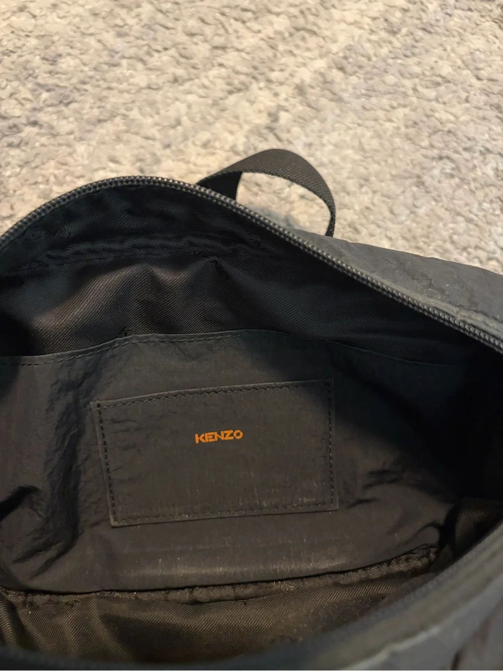 KENZO Black Nylon Tiger Crest Multi-Pocket Crossbody Belt Bag Sling Waist Pack